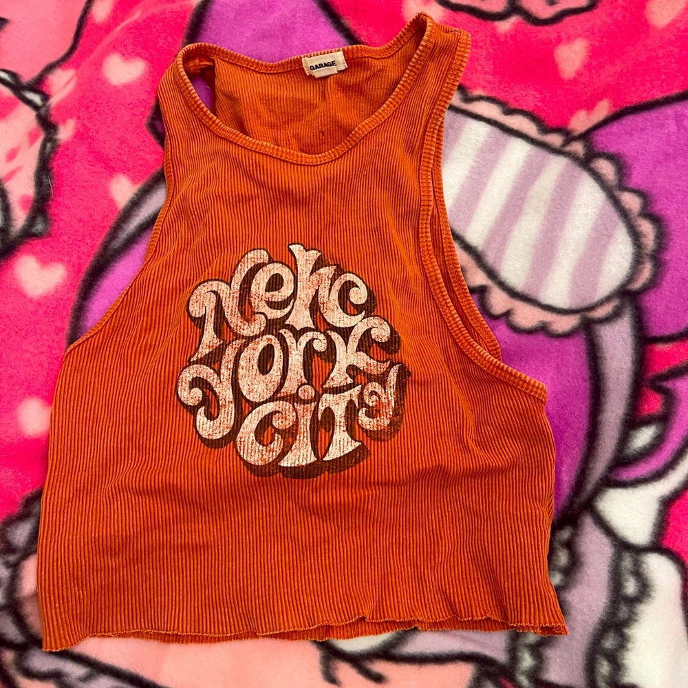 garage graphic cropped tank